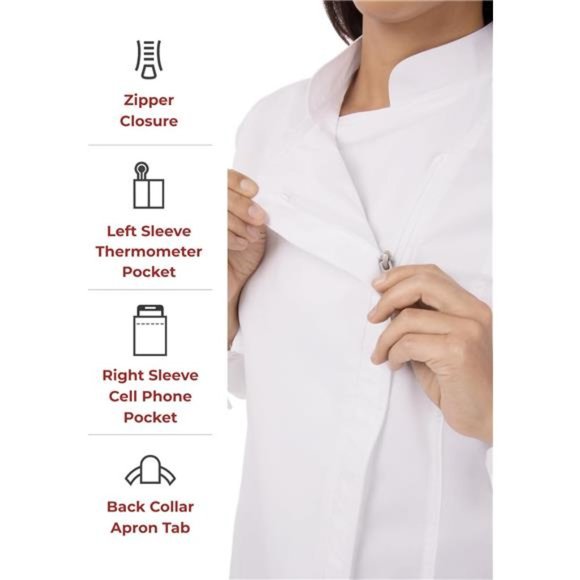 Chef Works Women's Hartford Chef Coat - Picture 4 of 6